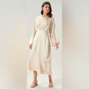 Satin  Long Sleeve Dress
